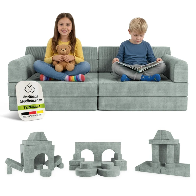 Kindersofa Kayo mit Cord Bezug & Kissen