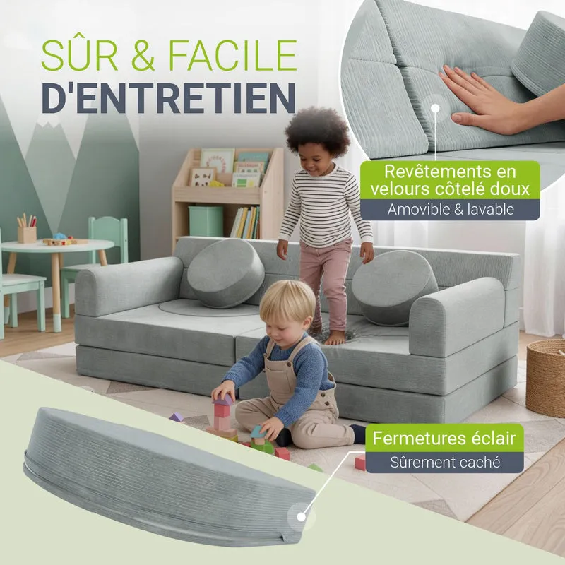 Kindersofa Kayo mit Cord Bezug & Kissen