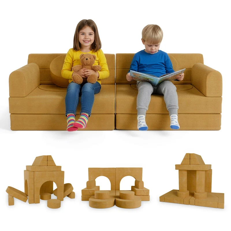 Kindersofa Kayo mit Cord Bezug & Kissen