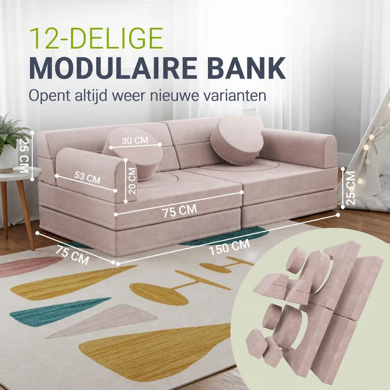 Kindersofa Kayo mit Cord Bezug & Kissen