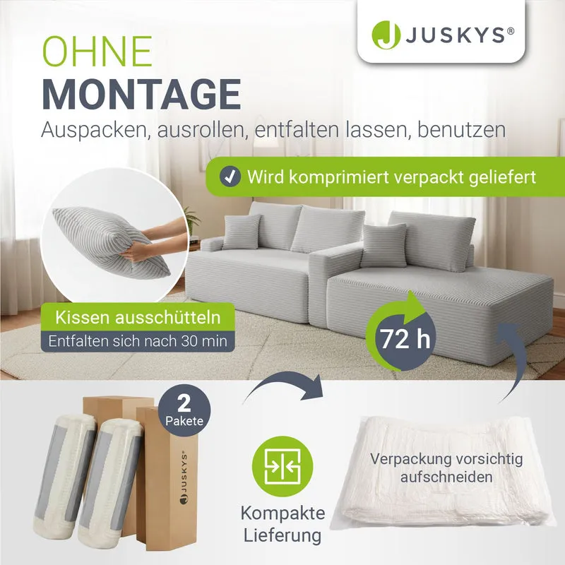 Sofa Coredo mit Cord Bezug & Dekokissen