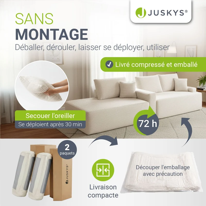 Sofa Coredo mit Cord Bezug & Dekokissen
