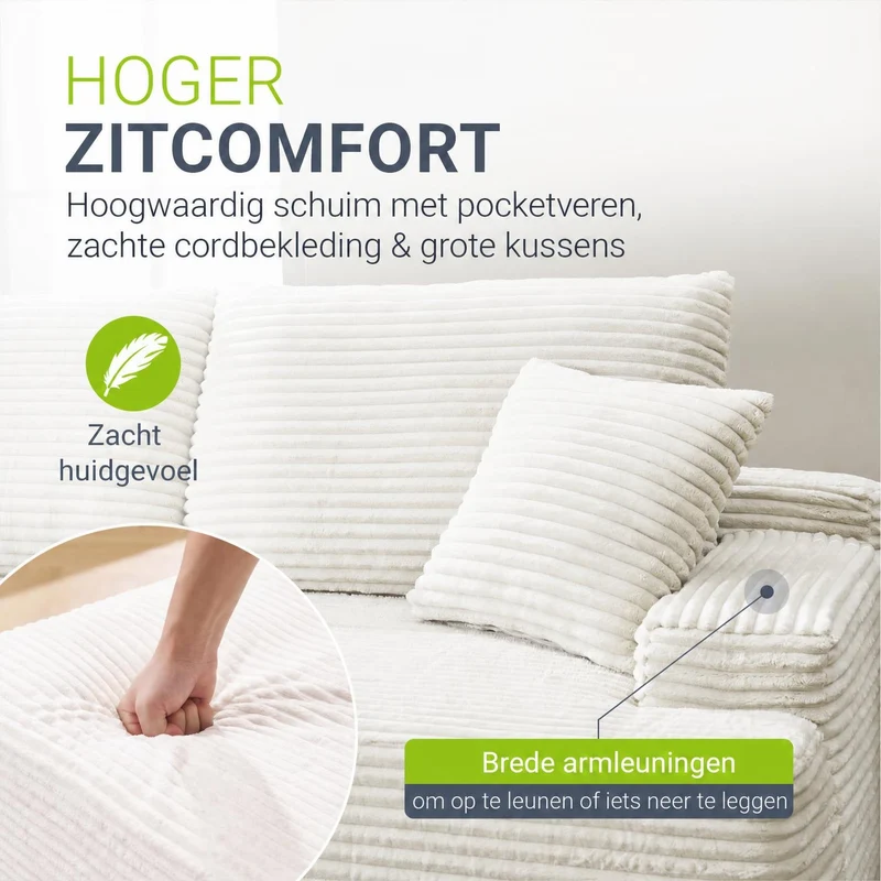 Sofa Coredo mit Cord Bezug & Dekokissen