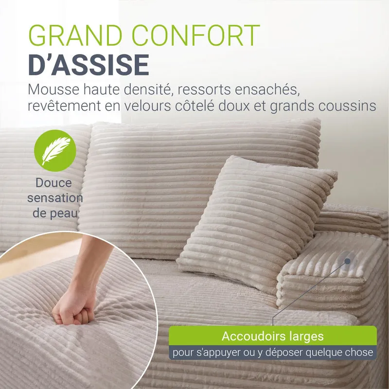 Sofa Coredo mit Cord Bezug & Dekokissen