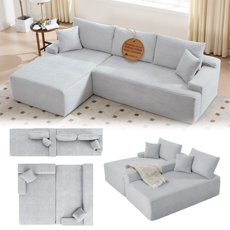 Sofa Coredo mit Cord Bezug & Dekokissen