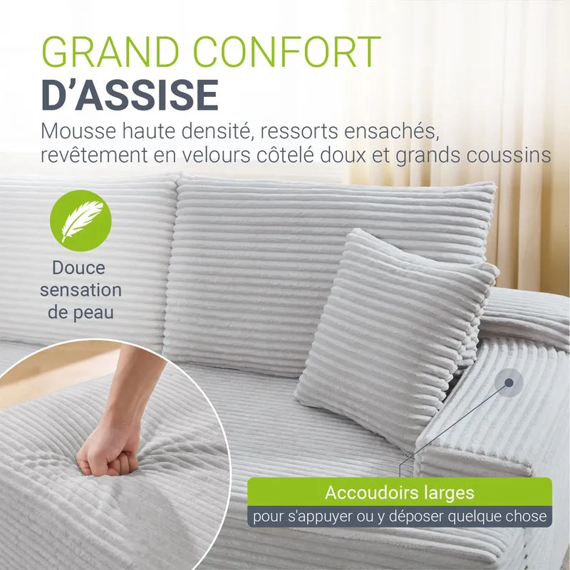 Sofa Coredo mit Cord Bezug & Dekokissen