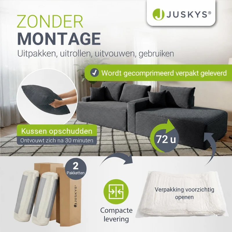 Sofa Coredo mit Cord Bezug & Dekokissen