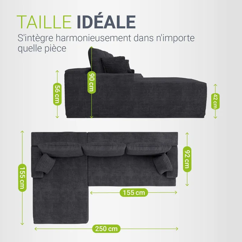 Sofa Coredo mit Cord Bezug & Dekokissen