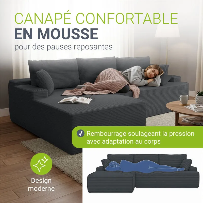 Sofa Coredo mit Cord Bezug & Dekokissen