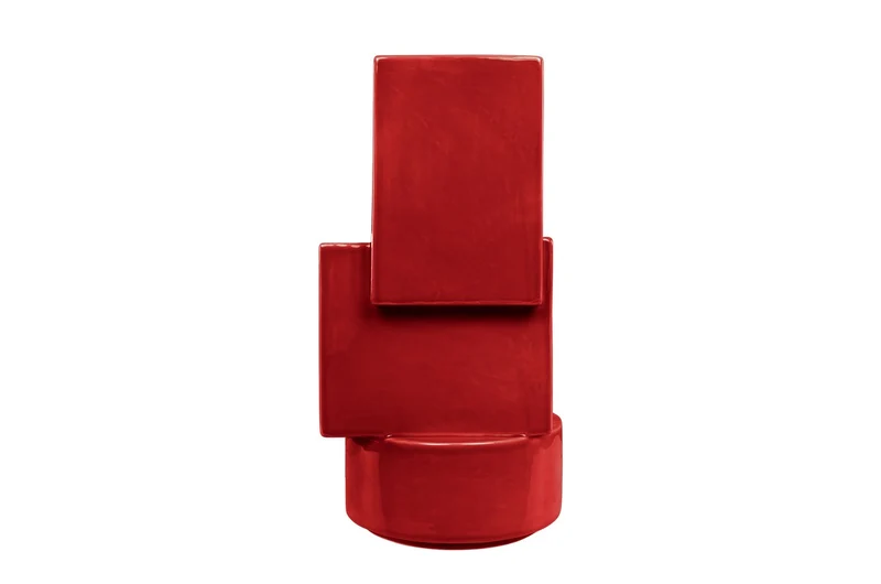 Casa Padrino Luxus Pflanzgefäß Weinrot 23 x 22,5 x H. 43 cm - Hohes Steingut Pflanzgefäß und Vase im Burgundy Finish - Luxus Deko Accessoires