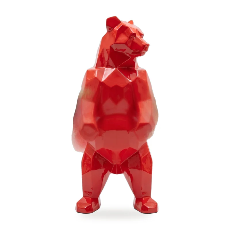 Casa Padrino XXL Deko Skulptur Bär Rot H. 190 cm - Abstrakte Deko Figur