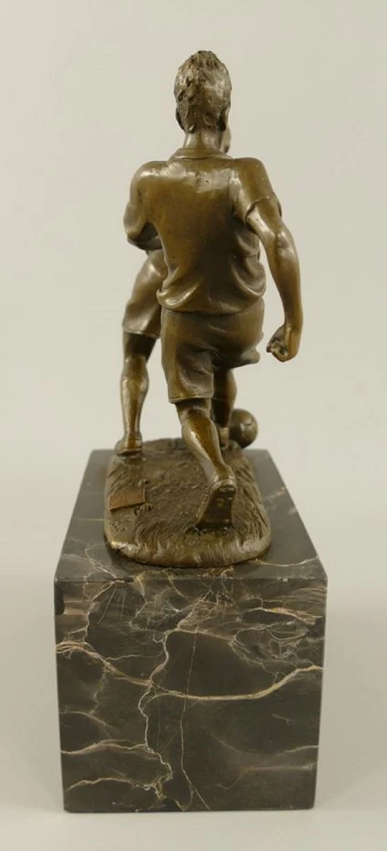 Casa Padrino Bronze Skulptur 2 Fußballspieler Bronze / Grau H. 23 cm - Schreibtisch Deko