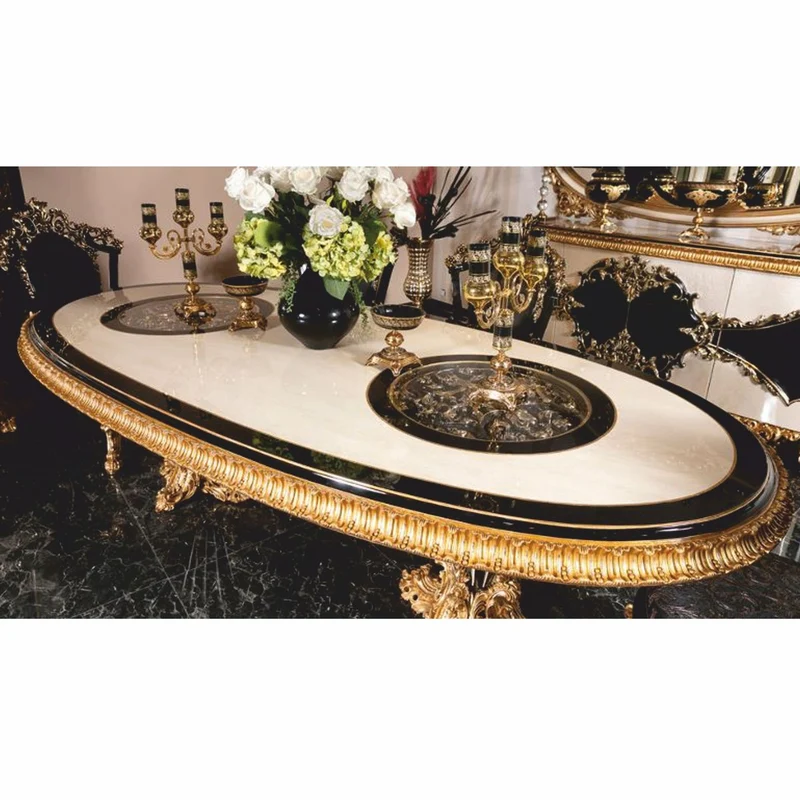 Casa Padrino Luxus Barock Esstisch Weiß / Schwarz / Gold 280 cm - Ovaler Esszimmertisch mit Glasplatten - Barock Esszimmer Möbel