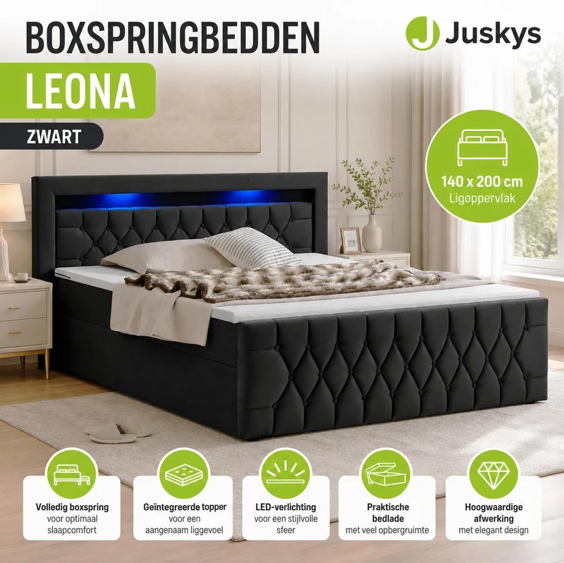 Boxspringbett Leona - Samt