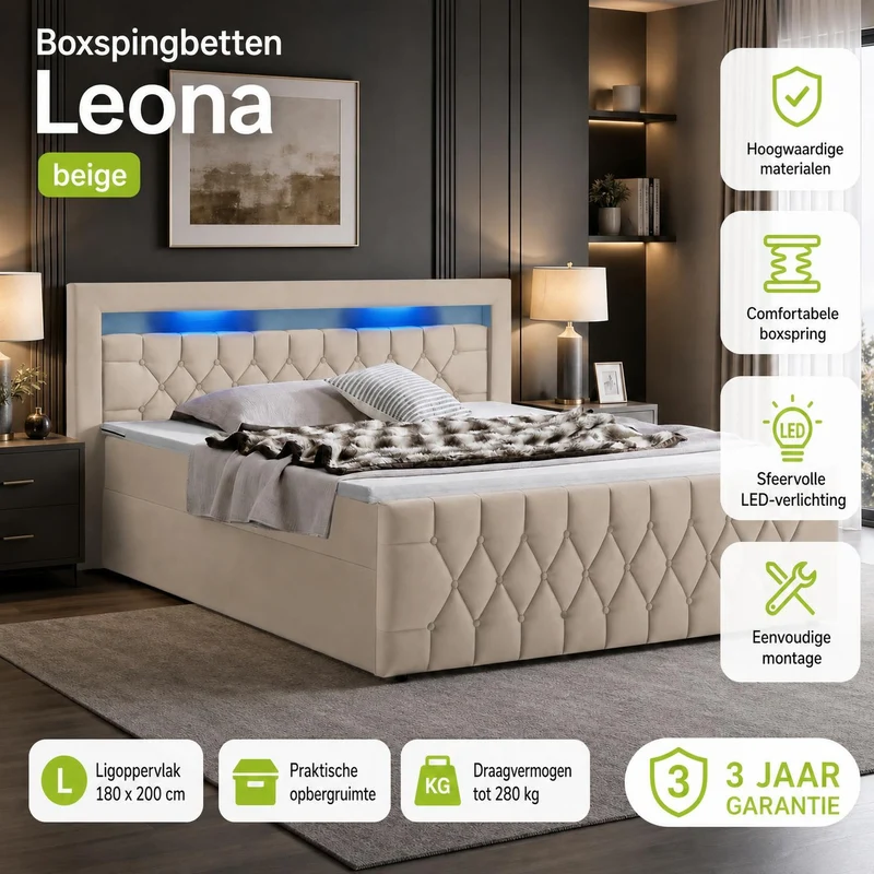 Boxspringbett Leona - Samt