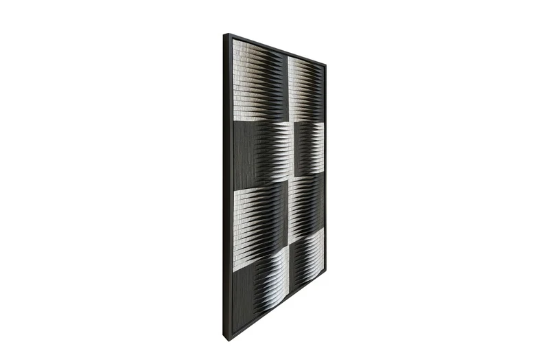 Casa Padrino Luxus Wanddekoration Braun / Weiß 60 x 4 x H. 120 cm - Großes handgeflochtenes Wandrelief Elin aus Wasserhyazinthe mit Sungkai Furnier Rahmen - Luxus Deko Accessoires