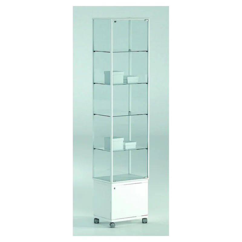 Casa Padrino Luxus Ladenvitrine 51 x 37 cm H. 220 cm mit Unterschrank mit 4 Glasböden - Ladeneinrichtung - Boutique Möbel - Made in Italy