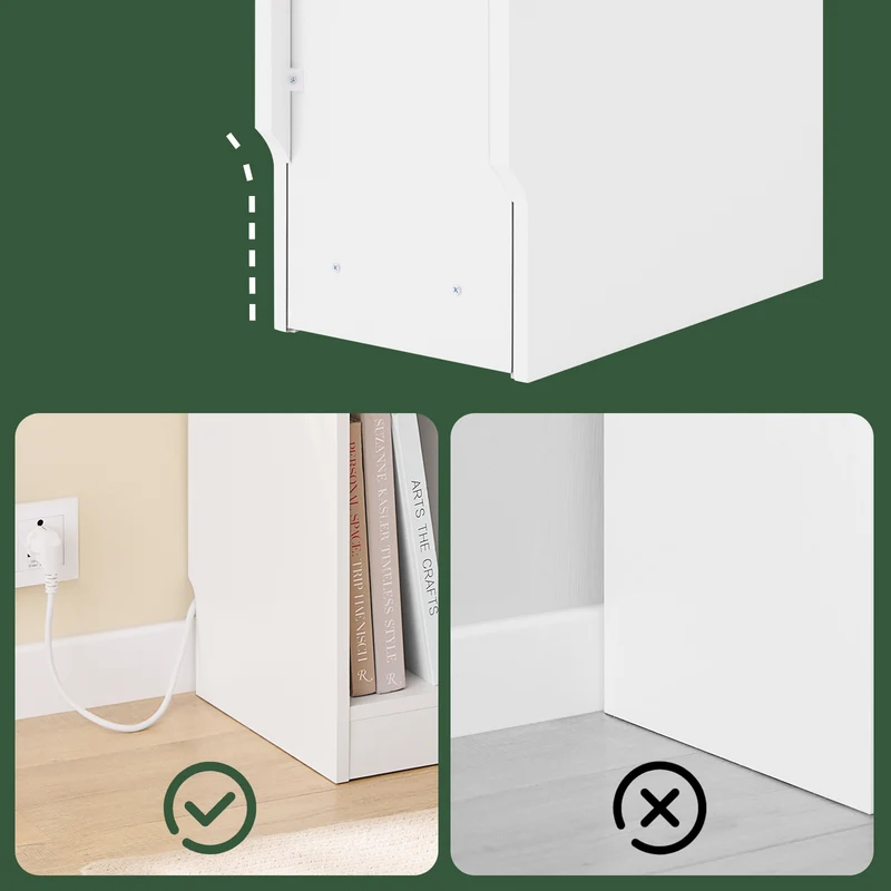 SoBuy FBT111-E-WN Kapea Yöpöytä Latausasemalla – USB & Type-C, Pistorasia, Valkoinen 20×35×60 cm