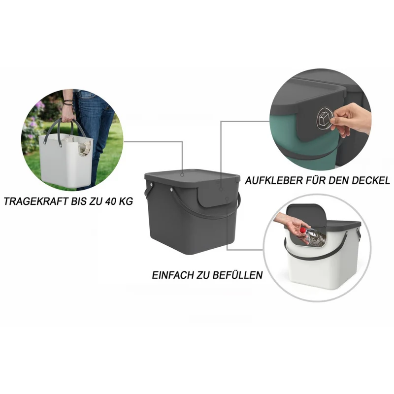 3er Set - ALBULA Recycling Müllsystem 40L - Anthrazit