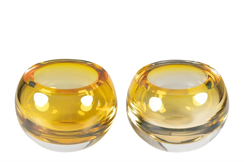 Casa Padrino Luxus Schale Bernsteinfarben Ø 15,5 x H. 19,5 cm - Hohe Schale aus massivem Kristallglas - Luxus Deko Accessoires