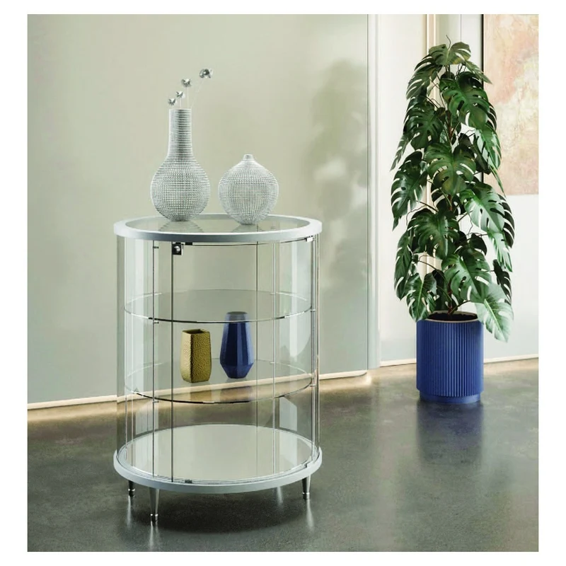 Casa Padrino Luxus Rund-Theken-Vitrine Ø 72 cm H. 93 cm - Ladeneinrichtung - Boutique Möbel - Made in Italy