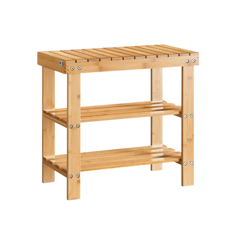SoBuy Puinen Penkki bambupuuta Luonnollinen FSR02-K-N