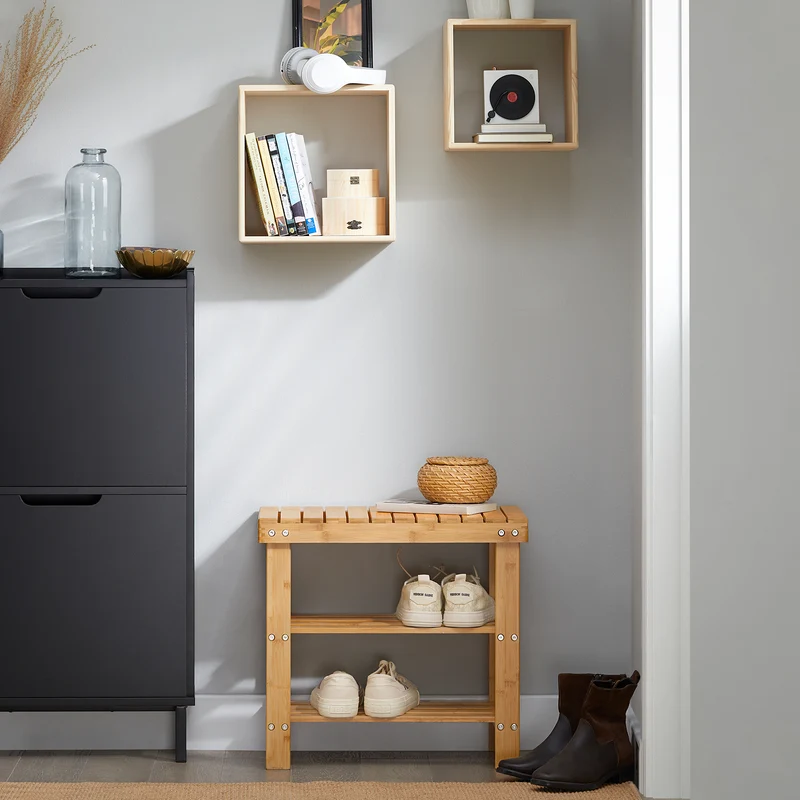 SoBuy Puinen Penkki bambupuuta Luonnollinen FSR02-K-N