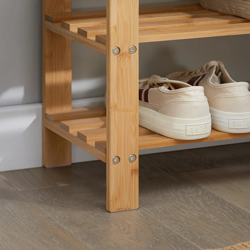 SoBuy Puinen Penkki bambupuuta Luonnollinen FSR02-K-N