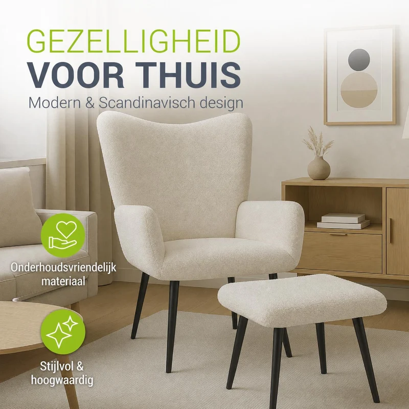 Ohrensessel mit optionalem Hocker Odense