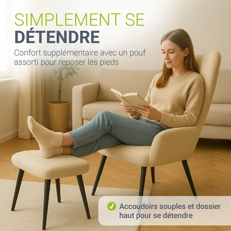 Ohrensessel mit optionalem Hocker Odense