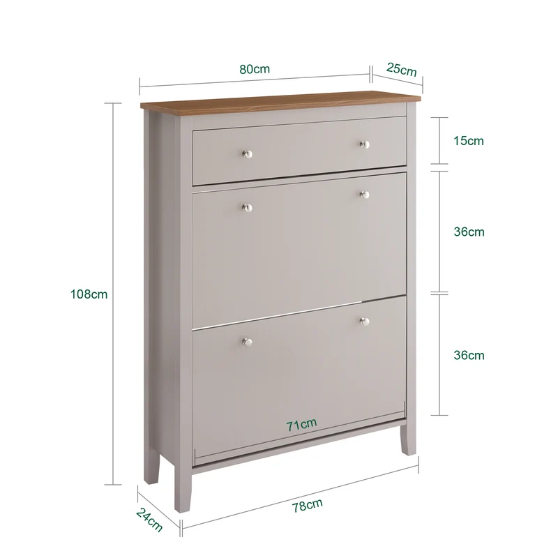 SoBuy FSR89-KA Kengät Kaappi Eteiseen – Suuri Kapasiteetti 12 Paria + Vetolaatikko Kengille, Eteinen, Käytävä – MDF E1 Puu, 80x25x108 cm, Vaaleanruskea