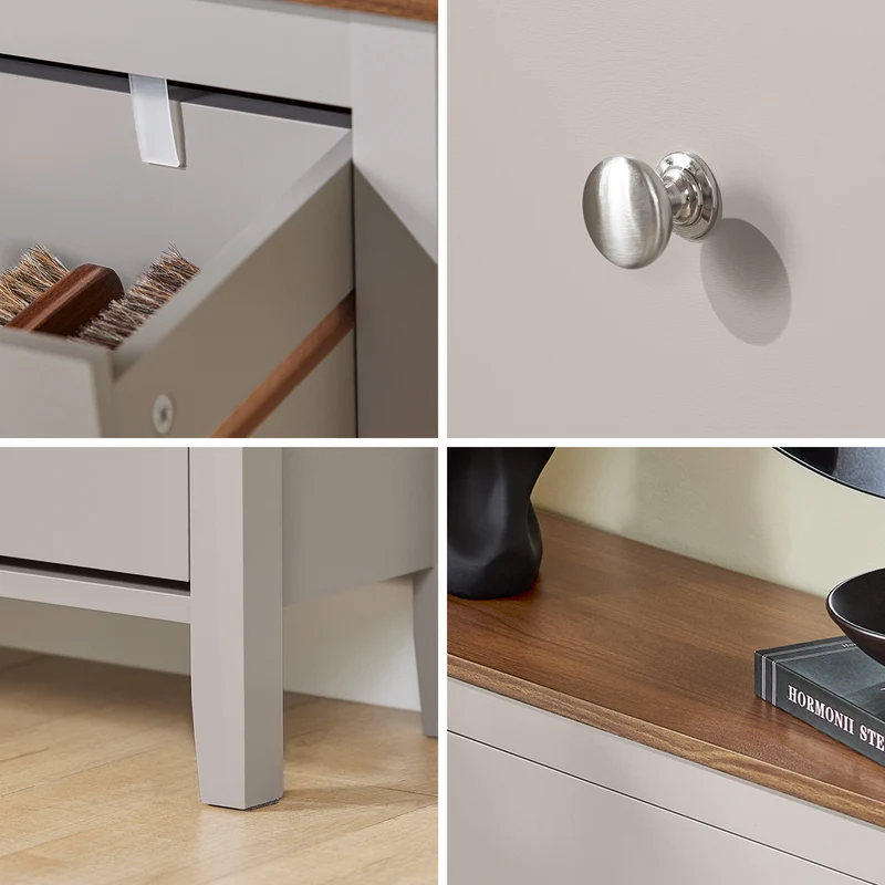 SoBuy FSR89-KA Kengät Kaappi Eteiseen – Suuri Kapasiteetti 12 Paria + Vetolaatikko Kengille, Eteinen, Käytävä – MDF E1 Puu, 80x25x108 cm, Vaaleanruskea
