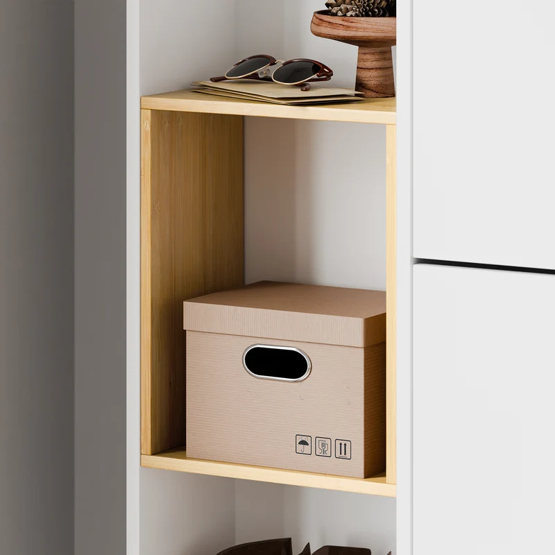 SoBuy FSR209-WN Kapea Kenkäkaappi Eteiseen – Valkoinen Kenkäkaappi 9 Kengälle – Tilaa Säästävä, MDF & Bambu, 90×19×129,5 cm