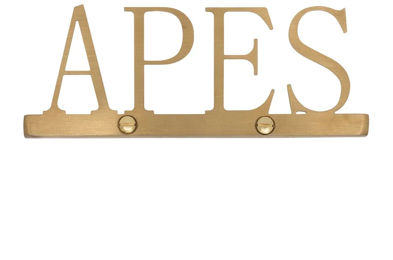 Casa Padrino Luxus Deko Objekt Gold 16,5 x 1,1 x H. 6 cm - Edelstahl Schriftzug Apes in gebürsteter Goldoptik - Luxus Deko Accessoires