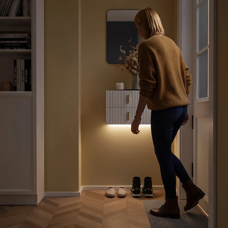 SoBuy Nachttisch hängend mit Sensorlicht und Schublade Weiß FBT177-E-W