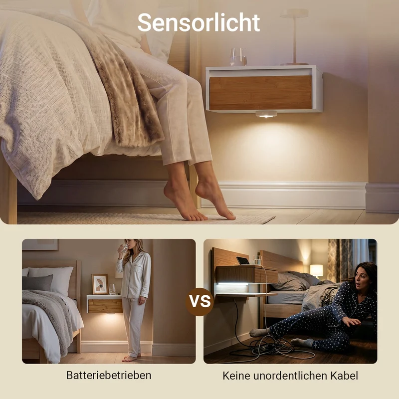SoBuy Nachttisch hängend mit Sensorlicht und Schublade Weiß 40x29.8x15.6 cm FBT174-E-WN