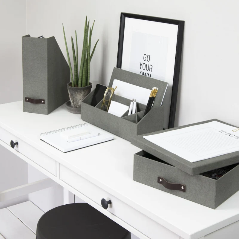OSKAR Aufbewahrungsbox A4 - Grau Canvas