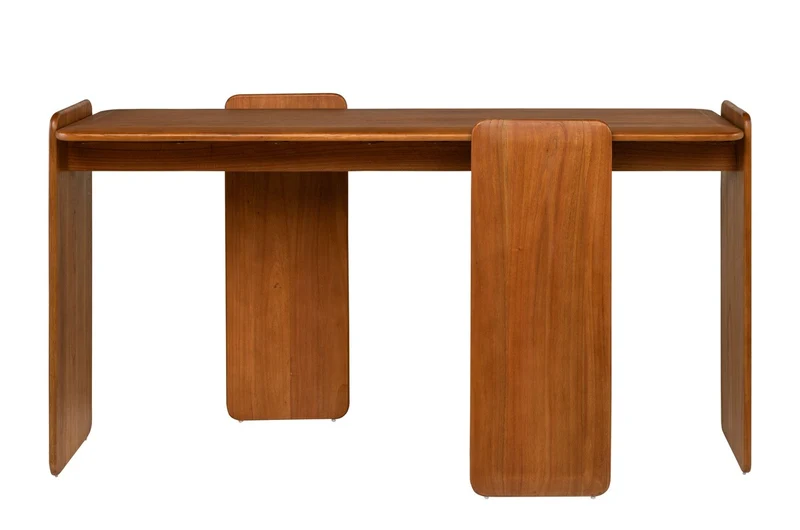 Casa Padrino Luxus Konsole Braun 155 x 50 x H. 80 cm - Massivholz Konsolentisch im warmen Bernsteinton mit weich gerundeten Formen - Luxus Möbel