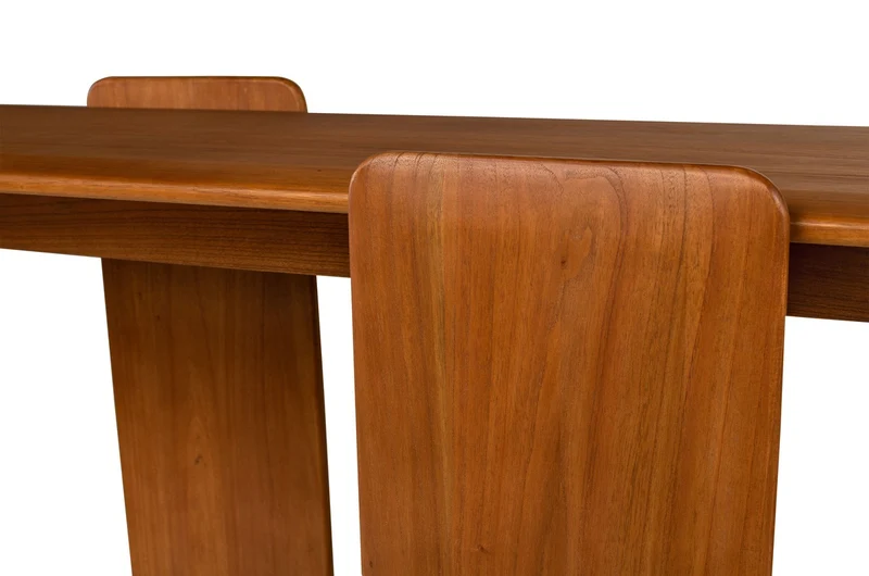 Casa Padrino Luxus Konsole Braun 155 x 50 x H. 80 cm - Massivholz Konsolentisch im warmen Bernsteinton mit weich gerundeten Formen - Luxus Möbel