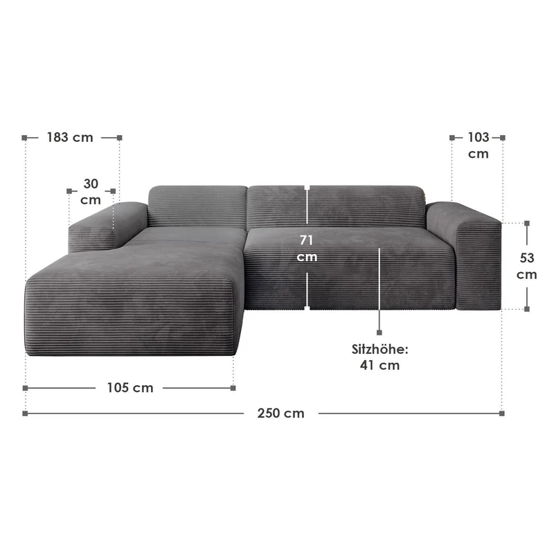 Sofa in L-Form Vals