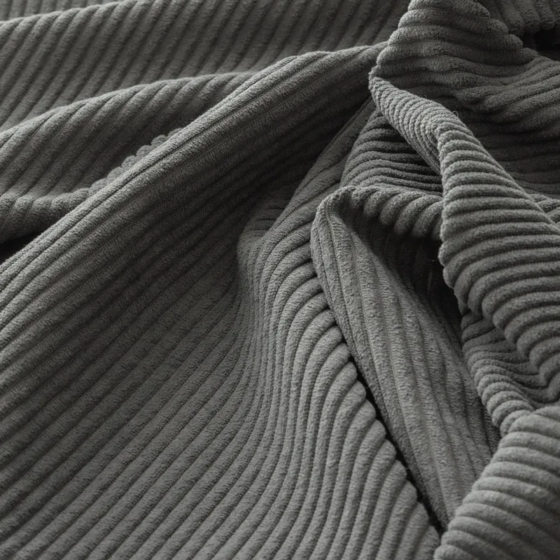 SoBuy | Nowoczesny fotel wypoczynkowy sztruksowy z pufą | Fotel kokon z podnóżkiem do salonu | 110×125×65 cm | Nośność 113 kg | FST100-DG