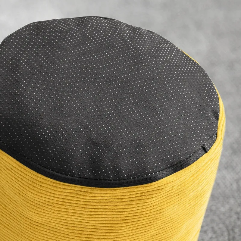 SoBuy | Fotel wypoczynkowy z podnóżkiem | Sztruksowy fotel do salonu | Żółty fotel worek z oparciem | 110×125×65 cm | Nośność 113 kg | FST100-Y