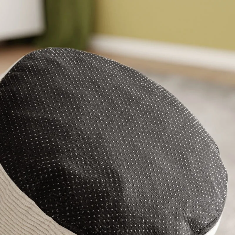 SoBuy | Fotel Wypoczynkowy Rozkładany ze Sztruksu do Salonu + Pufa Podnóżek | Beżowy Kremowy | 110×125×65 cm | Nośność 113 kg | FST100-MI