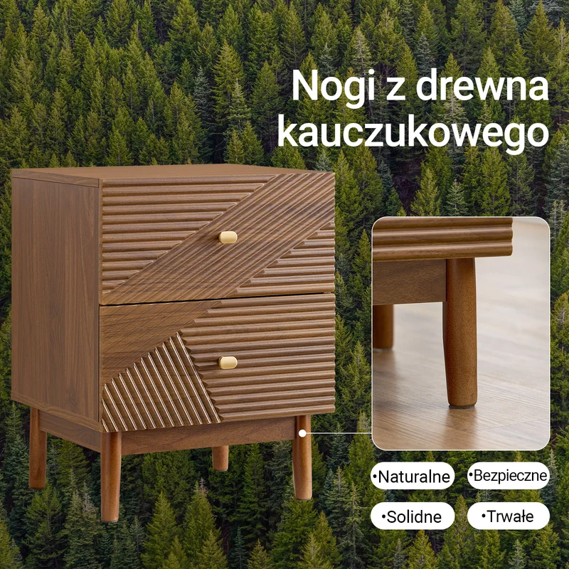 SoBuy FBT170-N Vintage Stolik Nocny z 2 Szufladami, Drewniana Szafka Nocna z Nóżkami z Drewna Kauczukowego, Retro Stoliki do Sypialni, Salonu lub Biura, Brązowy, S45 × G40 × W58 cm