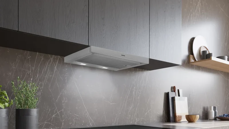 Siemens LI63LA526 iQ100 - Flachschirm-Dunsthaube - 60 cm - Silbermetallic + LZ46551 Edelstahl Griff