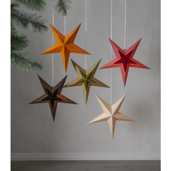 Star Trading Papierstern "Diva" ca. 60 cm Ø, Samtstern in der Mitte, ohne Kabel und Fassung,Vierfarb-Karton