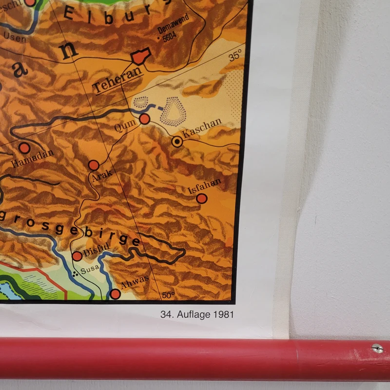 Vintage Schulwandkarte Europa physisch – Lehrtafel Rollbild Wanddeko