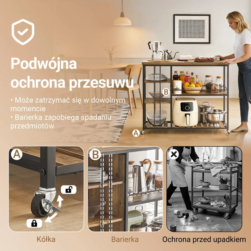 SoBuy SVW18-II-F Wózek do serwowania z 5 półkami, wózek pomocniczy, wózek na kółkach do herbaty, wózek barowy, do kuchenki mikrofalowej, regał kuchenny, regał na kółkach do pieczenia