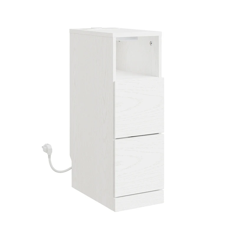 SoBuy Nachttisch schmal 20cm breit mit 2 Schubladen Platzsparender Weiß FBT149-E-WG