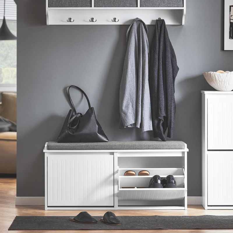 SoBuy Penkki Kenkähylly Kenkäpenkki istuintyynyllä FSR98-XL-W